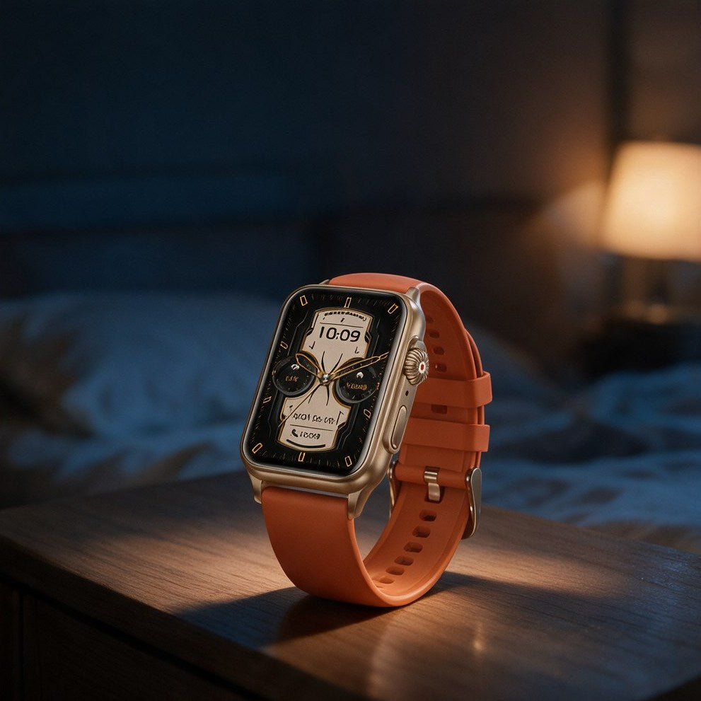 Space gold orange AeroPulse H23 on a nightstand