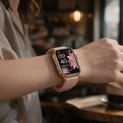 Rose gold pink AeroPulse H23 at a cafe