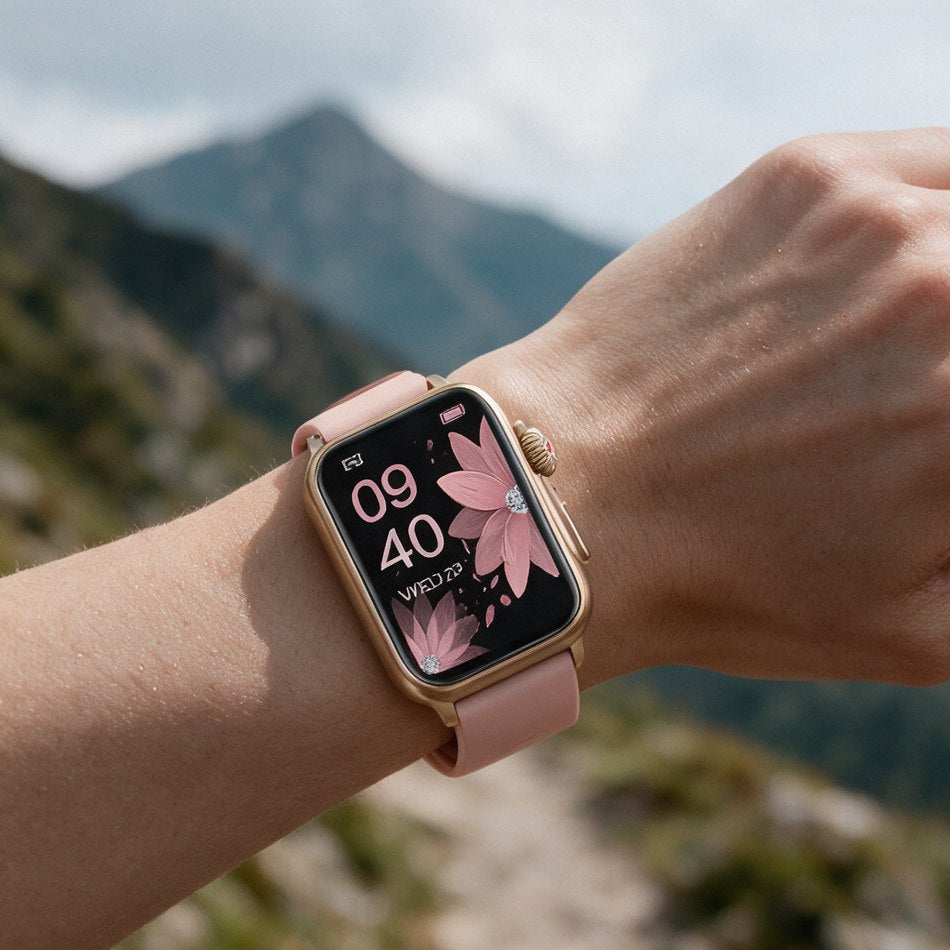Rose gold pink AeroPulse H23 on a mountain trail