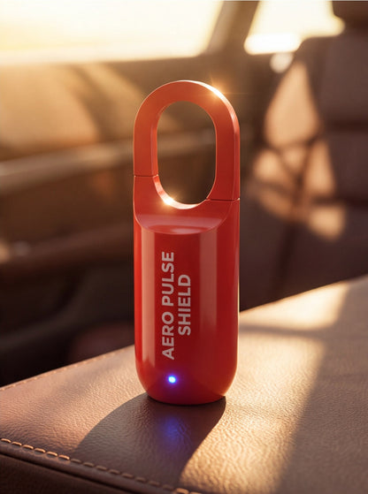 Red AeroPulse Shield on a car armrest